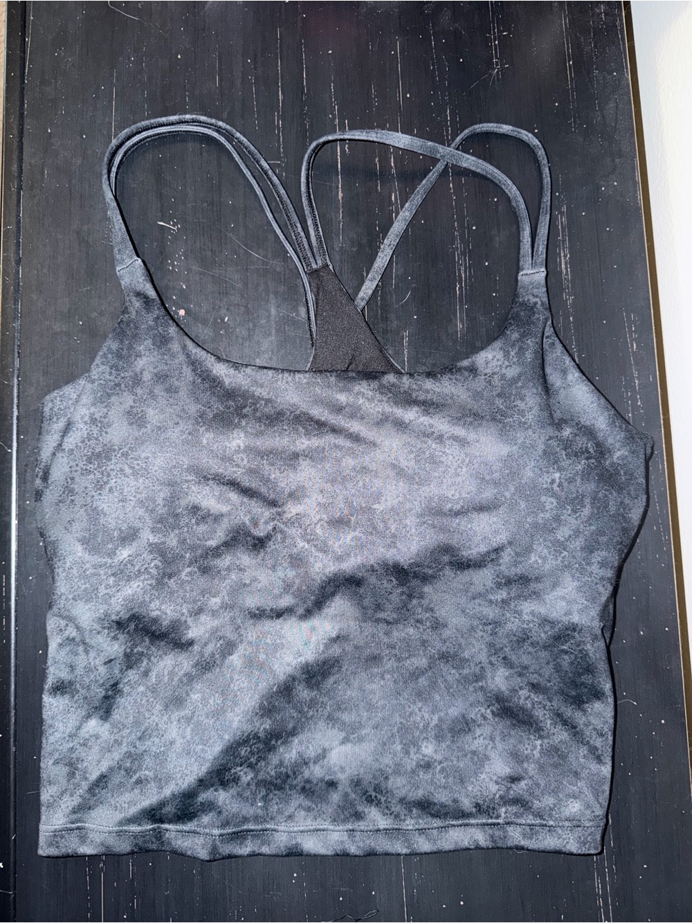 Fabletics Gray Marble-Effect Strappy Crop Tank